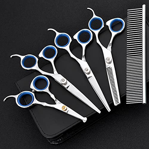 TMISHION Haustier-Haarschneideschere, Hundewelpen-Katzenhaarschneiden-Friseur-Effilierschere, 6-teiliges Edelstahl-Haustierpflegescheren-Kamm-Set für Hunde, Katzen, Haustiere TMISHION Haustier-Haarschneideschere, Hundewelpen-Katzenhaarschneiden-Friseur-Effilierschere, 6-teiliges Edelstahl-Haustierpflegescheren-Kamm-Set für Hunde, Katzen, Haustiere von TMISHION
