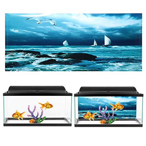 TMISHION Aquarium-Poster, Aquarium-Terrarium-Hintergrund, Statisch Haftende Tapetenaufkleber, Dekoration, PVC-Klebstoff, Meer, Boot, Segelmuster, Aquarium-Hintergrund-Poster (122 * 50cm) von TMISHION