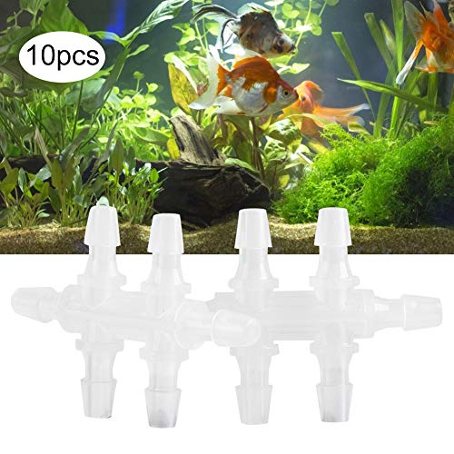 TMISHION Aquarium-Schlauchadapter, 10 Stück, 6-Wege-Aquarium-Wasserrohr-Adapter, Wasserdichter Wasserrohr-Adapter, Gelenkrohr-Schlauch (4,8 MM) von TMISHION