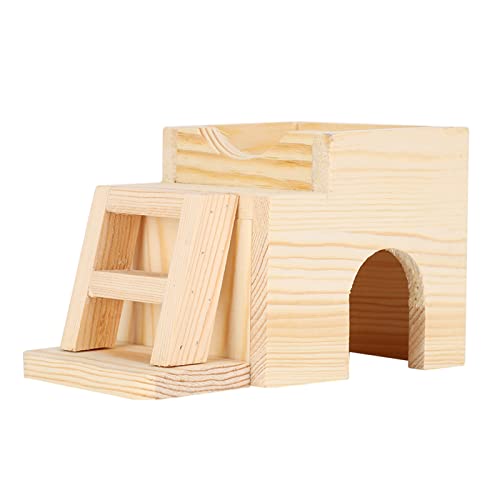 TMISHION Hamster-Schlafhaus, Natürliches Holz, Bissfester Raum für Hamster, Kleintierhaus mit Treppen, Haustierspielzeug, Zubehör für Goldbären, Eichhörnchen, Igel, Chinchillas, Kaninchen von TMISHION