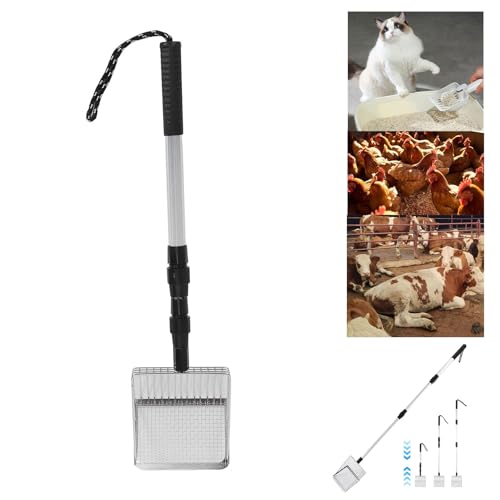 TMRBBesty Katzenklo Schaufel, Hühnerkotschaufel, Katzenschaufel Metall, 3 In 1 Einziehbare, Lochabstand 4-5mm Reinigungswerkzeug Für Geflügel Bauernhof Katzenklo von TMRBBesty