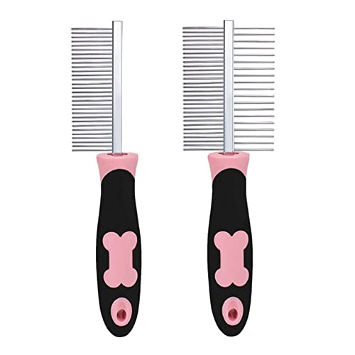TNBCCXN Haustierbürste 2 stücke Hund Katze Kamm Bürste Tierhaarbürste for Welpen Doppelseitige Haarentferner(Pink) von TNBCCXN