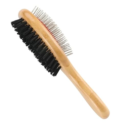 TNBCCXN Haustierbürste Bambus Langen Griff Katze Hund Pet Pflege Kamm Pet Slicker Pinsel Doppel(Small Size) von TNBCCXN