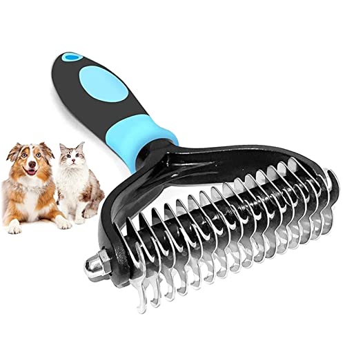 TNBCCXN Haustierbürste Tierhaarentfernungsbürste, doppelseitig, Hundereinigungswerkzeuge, Zubehör, Felltrimmen(Blue,S Size) von TNBCCXN