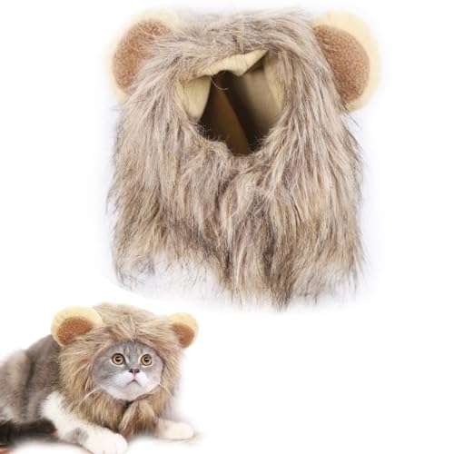 TNSRAY Süße Löwenkostüm, Löwenmähne mit Ohren für Katzen, kleine Hunde oder Welpen, für Halloween, Partys, Löwe Haar Kopfbedeckung für kleinen Hund und Katzen, Löwe Mähne Perücke Welpen Cosplay Kostüm TNSRAY Süße Löwenkostüm, Löwenmähne mit Ohren für Katzen, kleine Hunde oder Welpen, für Halloween, Partys, Löwe Haar Kopfbedeckung für kleinen Hund und Katzen, Löwe Mähne Perücke Welpen Cosplay Kostüm von TNSRAY