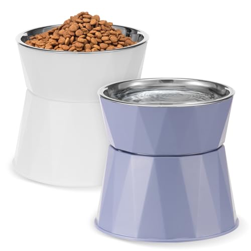 Erhöhte Hundenäpfe,2 Stück Futter- und Wassernäpfe für Haustiere,Erhöhte Näpfe aus Edelstahl,15×15×14 cm,rutschfest,Abnehmbare Katzennäpfe für Mittelgroße Haustiere,Haustiergeschirr Anheben von TNTGMG