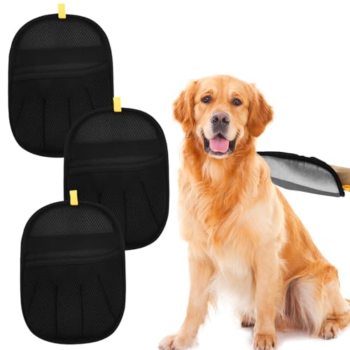 Haustierhaarentfernungshandschuhe,3 Stück Elektrostatische Haustierhaarhandschuhe,Waschbar,Wiederverwendbar Mesh-Gewebe Hunde Katzen Flusen Haarentferner für Möbel Bett Bettlaken Couch Kleidung von TNTGMG