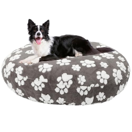 Hundebettabdeckung,Runde Hundebett Ersatzbezug,Waschbare Baumwollvliesabdeckung mit Elastischem Band,Wiederverwendbare Hundebett Einlage,Wasserdichte Bettabdeckung für kleine bis mittlere(114cm) von TNTGMG