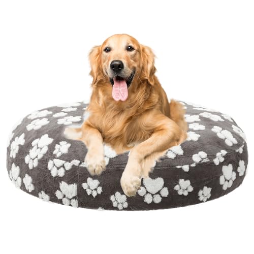 Hundebettabdeckung,Runde Hundebett Ersatzbezug,Waschbare Baumwollvliesabdeckung mit Elastischem Band,Wiederverwendbare Hundebett Einlage,Wasserdichte Bettabdeckung für kleine bis mittlere(91cm) von TNTGMG