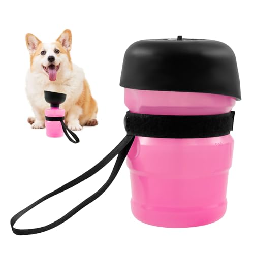 TNTGMG Hundetrinkflasche,520 ml Silikon Haustier-Wasserflasche mit Faltbarer Schüssel, auslaufsicher,Tragbare Hundereise-Quetschflasche,Wasserspender für Welpen für Spaziergänge im Freien(Rot) von TNTGMG