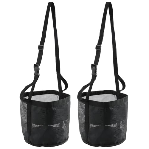 TNTGMG Pferdefutterbeutel,2-teiliger Strapazierfähiger Nylon-Netz-Pferdefutterbehälter mit verstellbarem Gurt,24 × 25 cm,Komfortables Nackenpolster und Nasenpolster,Faltbarer Boden aus Netzgewebe TNTGMG Pferdefutterbeutel,2-teiliger Strapazierfähiger Nylon-Netz-Pferdefutterbehälter mit verstellbarem Gurt,24 × 25 cm,Komfortables Nackenpolster und Nasenpolster,Faltbarer Boden aus Netzgewebe von TNTGMG