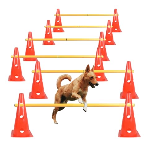 TNZMART Agility-Hürdenkegel für Hunde, Haustier-Spring-Trainingsset, Agilitätskurs, Hinterhof-Set, verstellbares Hindernis-Trainingsset (Orange, 6 Sets) von TNZMART