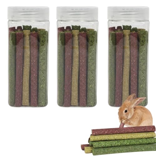 TOATELU 75 Stück Timothy Heu Sticks, Kaninchen Spielzeug Kauspielzeug für Kaninchen, für Kaninchen, Meerschweinchen, Chinchilla, Häschen Leckerli (Verschiedene Geschmacksrichtungen) von TOATELU