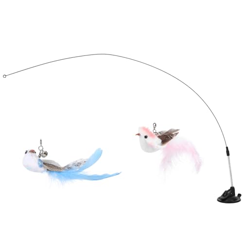 TOBBOMEY Katzenstick Spielzeug Mit Saugnapf Plume Vogel Teaser Für Indoor Katzen Interaktives Katzenspielzeug Für Hauskatzen von TOBBOMEY