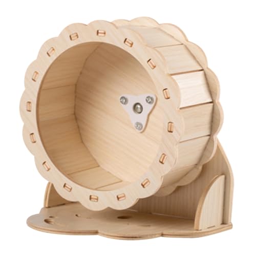 TOBBOMEY Geräuschloses Hamsterrad Aus Holz Mit Sonnenblumen-Design Für Chinchillas Meerschweinchen Und Haustiere von TOBBOMEY
