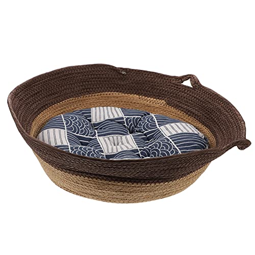 TOBBOMEY 1 Stück Atmungsaktives Sommer Haustier Bett Rattan Gewebt Haustier Katze Nest Chic Cat House TOBBOMEY 1 Stück Atmungsaktives Sommer Haustier Bett Rattan Gewebt Haustier Katze Nest Chic Cat House von TOBBOMEY