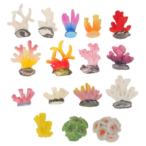 TOBBOMEY 16 Stück Teiliges Mini Korallen Aquarium Deko aus Robustem Harz Farbige Künstliche Korallen für Kleine Fischbecken und Betta Aquarien Sichere Meereslandschaft Dekoration für von TOBBOMEY
