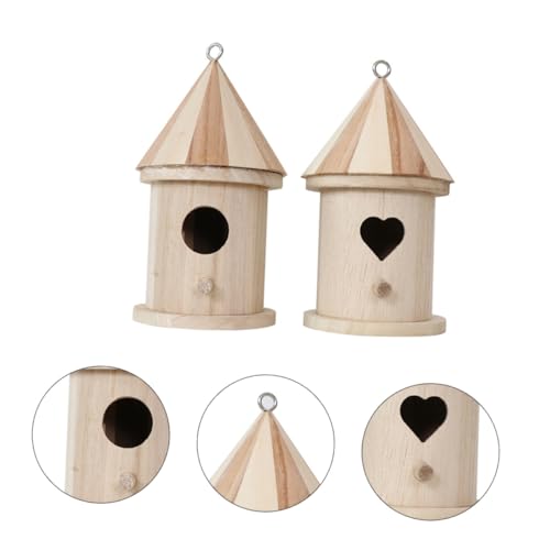 TOBBOMEY 2 Stück Künstliches Vogelhaus aus Holz zum Bemalen Praktisches Nest mit Eisenring zum Aufhängen Leichte Gartendeko für Kleine und Mittlere Vögel Langlebig und Einzigartig Gestaltet von TOBBOMEY