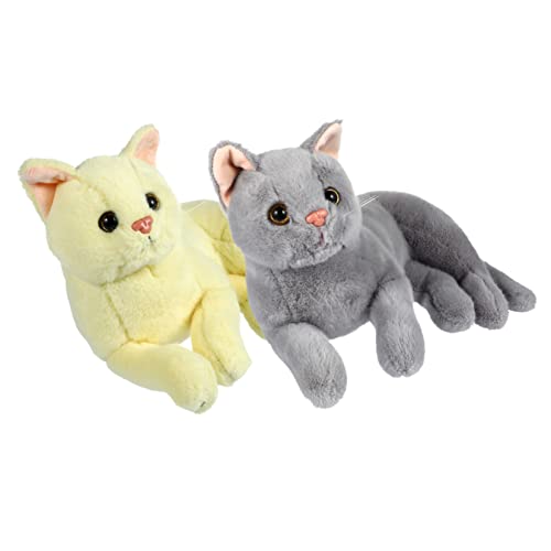 TOBBOMEY 2 Stück Plüschtier Katzenplüschspielzeug für Katze Kuscheltier Ausgestopfte Katzen, die echt Aussehen Stofftier für kleine Stoffkatze PP Baumwolle von TOBBOMEY
