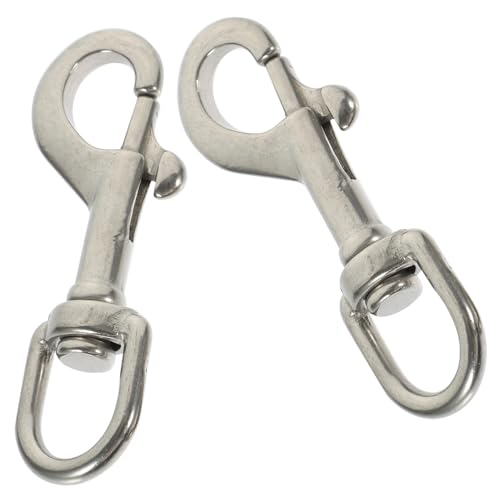 TOBBOMEY 2 Stück Teiliges Edelstahl Taucherhaken mit Drehgelenk Korrosionsbeständiger Robuster Karabinerhaken für Tauchen Hundeleine Keychain Schwer Belastbar von TOBBOMEY