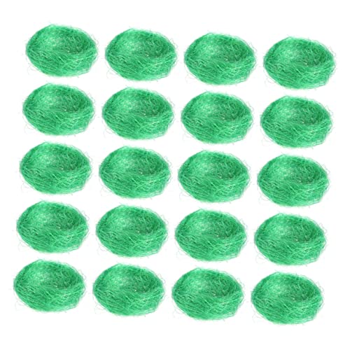 TOBBOMEY 20 Stück Teiliges Künstliche Vogel Nester aus Grünem Naturfaser Material Dekoration für Fotoshootings Ostern Garten und Wohnräume Langlebig und Formstabil von TOBBOMEY