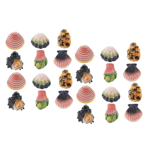 TOBBOMEY 24 Stück Teiliges Mini Deko Farbintensivem Harz mit Realistischen Meeresschnecken Kleine Fischbeckenfiguren und Aquaristische Meeresornamente für Naturnahe Aquariumgestaltung von TOBBOMEY