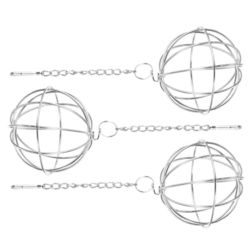 TOBBOMEY 3 Stück Edelstahl, Galvanisierte Kugeln, Zum Aufhängen, Futter Heuraufe (2 Stück), Fütterungswerkzeug, Futterspender Für Haustiere, Kaninchen, Futterspender Für Haustierkäfige, von TOBBOMEY