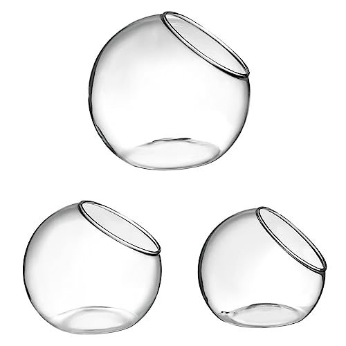 TOBBOMEY 3 Stück Glas Terrarium Wasserpflanzen Vase Transparent Stabil für Mini Landschaft DIY Ökosystem Dekoration Sukkulenten Luftpflanzen Tischdekoration von TOBBOMEY