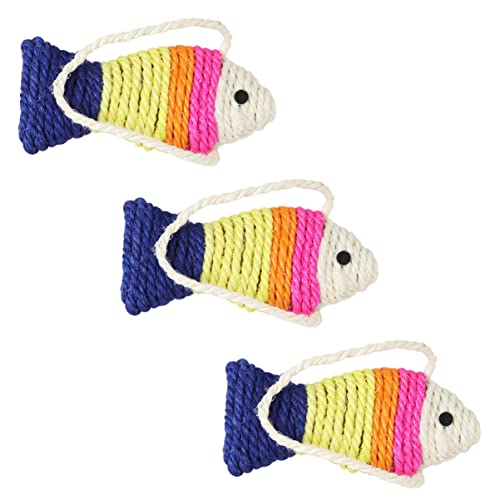 TOBBOMEY Sisal-katzenkratzmatte in Fischform Katzenspielzeug Katzenspielbrett Katzenschleifbrett 3-teiliges Set Zufällige Farbe von TOBBOMEY