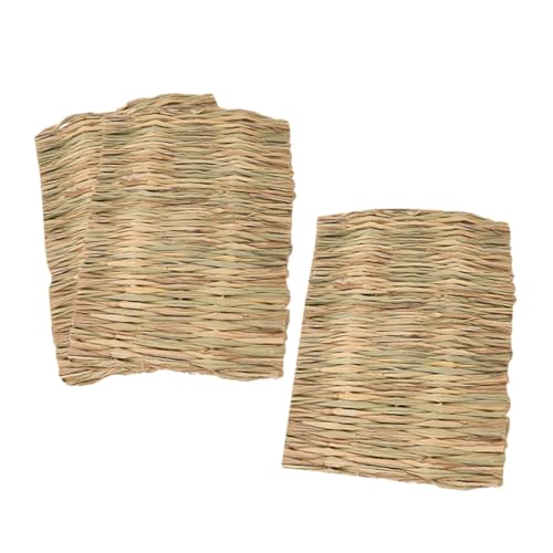 TOBBOMEY 3 Teiliges Kaninchenbett, Hamstermatratze, Grashütte Für Kaninchen, Kauspielzeug Für Hasen, Kaninchen Grasmatten Für Käfige, Kaninchen Grasmatten Für Käfige, Futtermatte Für von TOBBOMEY