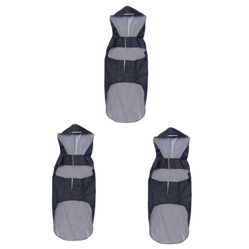 TOBBOMEY 3 Stücke Hund Regenmantel Ultra Große Größe Reflektierende Haube Nylon Material Welpen Poncho Schwarz 5XL von TOBBOMEY