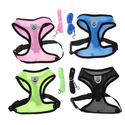 TOBBOMEY 4 Sätze Teiliges Hundegeschirr mit Leine Atmungsaktive Hundeweste für Welpen Verstellbares Geschirr in Schwarz Blau Grün Leicht und Bequem für Spaziergänge und Training TOBBOMEY 4 Sätze Teiliges Hundegeschirr mit Leine Atmungsaktive Hundeweste für Welpen Verstellbares Geschirr in Schwarz Blau Grün Leicht und Bequem für Spaziergänge und Training von TOBBOMEY