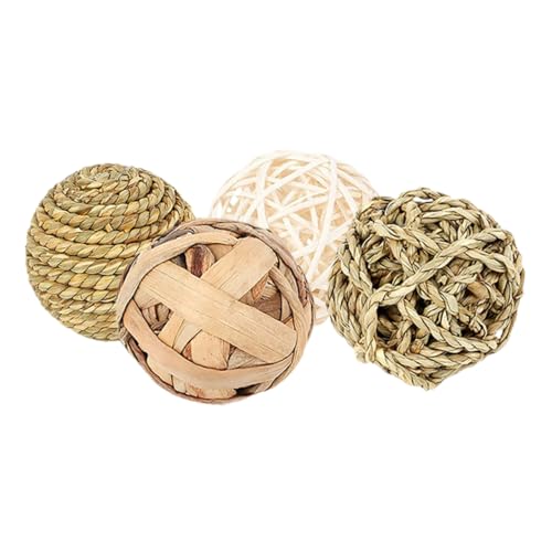 TOBBOMEY 4stücke Teiliges Kauspielzeug Seetang Für Kaninchen Und Meerschweinchen Rollende Kau-bälle Aktivität Und Zahnpflege Für Kleintiere Sicheres Langlebiges Spielzeug Für Hamster von TOBBOMEY