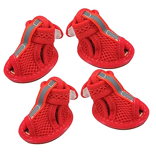 TOBBOMEY 4 Stück Haustier Sandalen, Mesh Hundeschuhe, Sommer Hundesandalen, Welpen Haustierschuhe, rutschfeste Schuhe, Haustierbedarfsschuhe Für Hunde, Schützende Haustierschuhe, Outdoor von TOBBOMEY