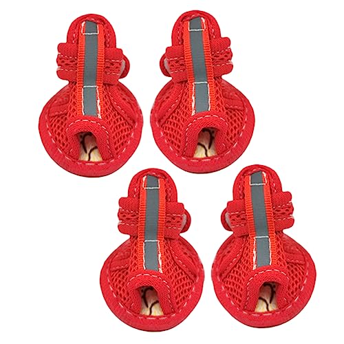 TOBBOMEY 4 Stück Haustiersandalen rutschfeste Schuhe Hundeschuhe Für Kleine Haustiere Mesh Hundeschuhe Anti Rutsch Hundesandalen Praktische Hundeschuhe Sommer Hundeschuhe Welpenschuhe von TOBBOMEY