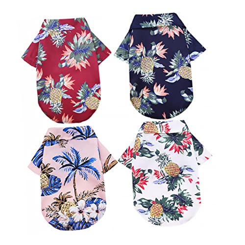 TOBBOMEY 4stücke Teiliges Hawaiianisches Hundeshirt Mit Ananasdruck Sommerliche Tierbekleidung Für Kleine Hunde Und Katzen Atmungsaktiv Und Bequem Für Strand Camping Und TOBBOMEY 4stücke Teiliges Hawaiianisches Hundeshirt Mit Ananasdruck Sommerliche Tierbekleidung Für Kleine Hunde Und Katzen Atmungsaktiv Und Bequem Für Strand Camping Und von TOBBOMEY