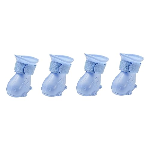 TOBBOMEY 4 Stück Hunderegenstiefel wasserdichte und rutschfeste Tep Pfotenschutzschuhe für Hunde für Regenwetter und Outdoor Aktivitäten Große Hellblau TOBBOMEY 4 Stück Hunderegenstiefel wasserdichte und rutschfeste Tep Pfotenschutzschuhe für Hunde für Regenwetter und Outdoor Aktivitäten Große Hellblau von TOBBOMEY