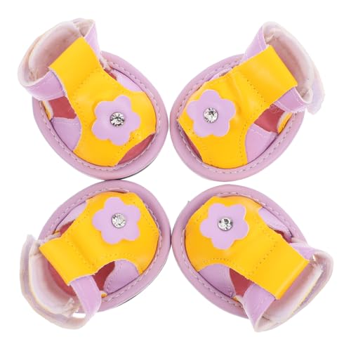 TOBBOMEY 4 Stück Hundesandalen, Haustierschuhe, Hundesandalen Für Heiße Pflaster, Hundeschwimmschuhe, Beißspielzeug, Mädchen Hundesandalen, Hundeschuhe Für Kleine Hunde, Welpenschuhe, von TOBBOMEY