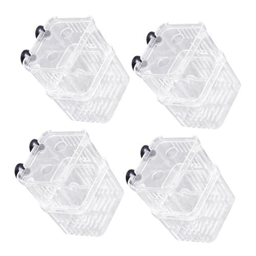 TOBBOMEY 4 Stück Isolations Schlüpf Doppelbecher Mit Aquarium Hausbechern Clownfisch Netz Für Saug Guppy Tank Kleine Verletzte Fisch Trennwand Transparenter Laich Trennbecher von TOBBOMEY