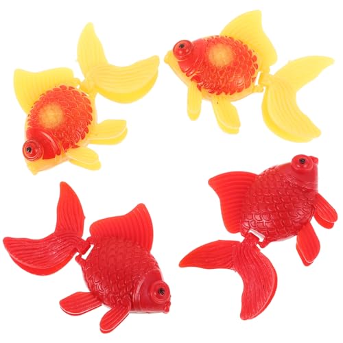TOBBOMEY 4 Stück Künstliche Goldfisch Dekoration Kunststoff Aquarium Fische Schwimmend Realistische Teich Garten Ornamente Lebensechte Fischfiguren für Aquarien und Heimdekoration von TOBBOMEY