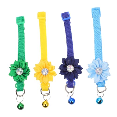 TOBBOMEY 4 Stück Verstellbares Blumenkatzenhalsband mit Glocke Komfortabel und Leicht Geeignet für Hunde und Katzen bei Partys Feiertagen und Freizeitaktivitäten in Grün Himmelblau und TOBBOMEY 4 Stück Verstellbares Blumenkatzenhalsband mit Glocke Komfortabel und Leicht Geeignet für Hunde und Katzen bei Partys Feiertagen und Freizeitaktivitäten in Grün Himmelblau und von TOBBOMEY