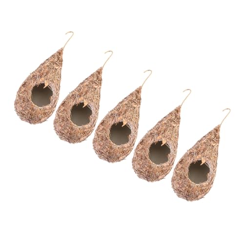 TOBBOMEY 5 Stück Hängendes Vogelhaus aus Naturstroh Woven Birdhouse für Nistplatz Dekoration für Garten Strapazierfähiges Design für Außenbereich TOBBOMEY 5 Stück Hängendes Vogelhaus aus Naturstroh Woven Birdhouse für Nistplatz Dekoration für Garten Strapazierfähiges Design für Außenbereich von TOBBOMEY