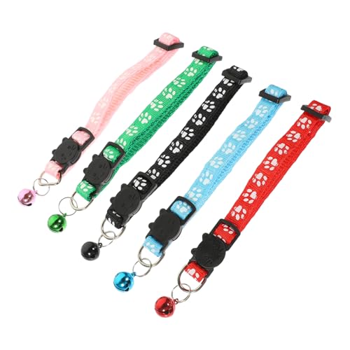 TOBBOMEY 5 Stück Verstellbares Katzenhalsband Teiliges Bunte Haustierhalsketten mit Glocke Stilvolle Katzenaccessoires für und Partys Geeignet von TOBBOMEY