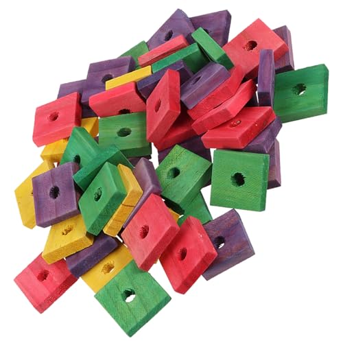 TOBBOMEY 50 Stück Teiliges Holzspielzeug Papageien Bunte DIY Kauspielzeuge für Wellensittiche Nymphensittiche und Kleine Vögel zur Zahnpflege und Beschäftigung im Käfig von TOBBOMEY