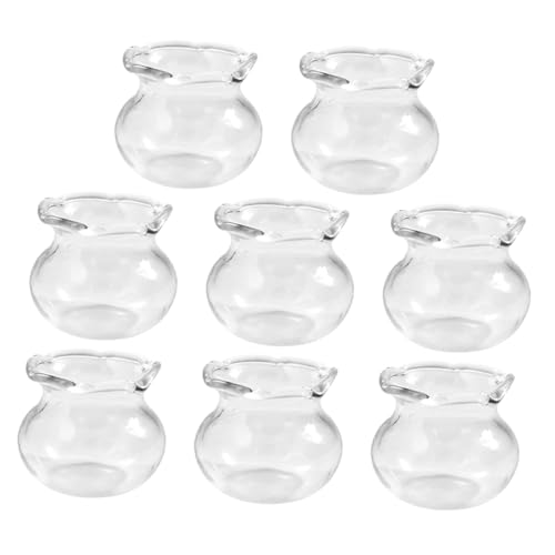 TOBBOMEY 8stücke Miniatur Glas Fischbowl Leere Miniatur Fischtanks Für Puppenhaus Dekoration Handgefertigte Terrarium Zubehör Transparent von TOBBOMEY