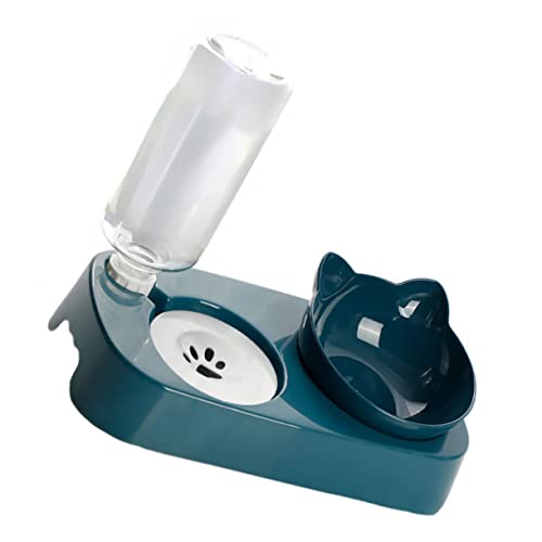 TOBBOMEY Automatischer Katzen und Kätzchen Futternapf mit Erhöhtem Hals und Kippschutz Teiliges Transparenter Wasserbehälter Langlebiger rutschfest Nordischer Stil Blau Kleine von TOBBOMEY