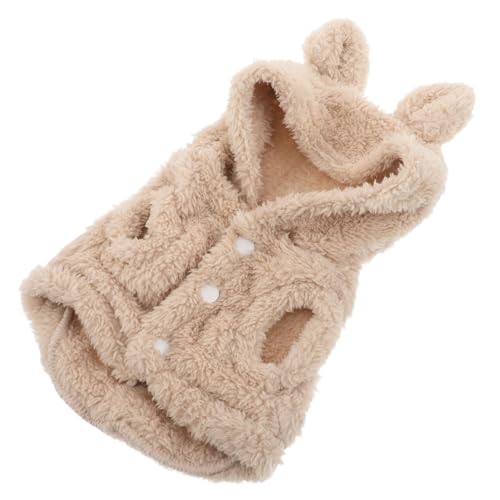 TOBBOMEY Bunny Ears Hoodie für Kleine Hunde und Katzen Weicher Polyester Einfach Anzuziehen Wärmende Kapuzenjacke für Welpen und Kleintiere Winterliche Haustierkleidung von TOBBOMEY