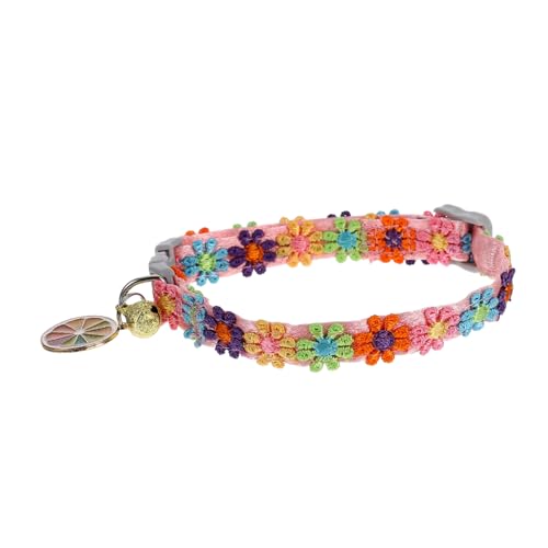 TOBBOMEY Buntes Katzenhalsband mit Spitzenblumen und Glöckchen Verstellbares Leichtes Haustierhalsband für Katzen und Kätzchen für Alltag Party Hochzeit und Festliche Anlässe von TOBBOMEY