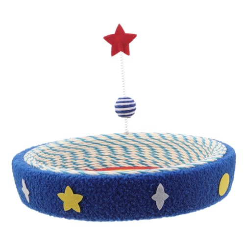 TOBBOMEY Cat Scratcher Lounge Bed mit Sternenmuster Sisal Kratzbrett und Gemütlicher Rundform Kompakt für Indoor Katzen bis Schützt Möbel und Fördert Krallenpflege Sowie Ruhe von TOBBOMEY