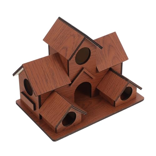 TOBBOMEY Dekorative Vogelhaus im Freien Terrasse Vogelhaus Vogelhäuser für Außen Nesthaus für Sittiche dekorative Vogelhäuser dekorative Vogelhäuschen für draußen Vogelhütte Holz Hellbraun von TOBBOMEY